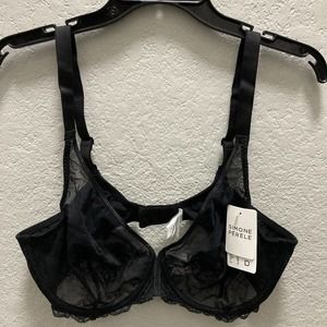 Simone Perele Women's Reve Sheer Plunge Bra 38D Black Underwire